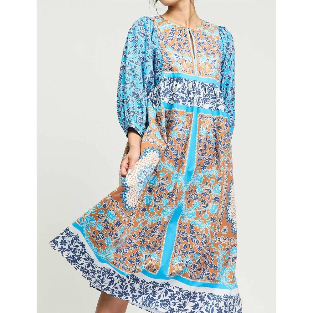 NEW CURRENT AIR boho patchwork print midi dress i… - image 3